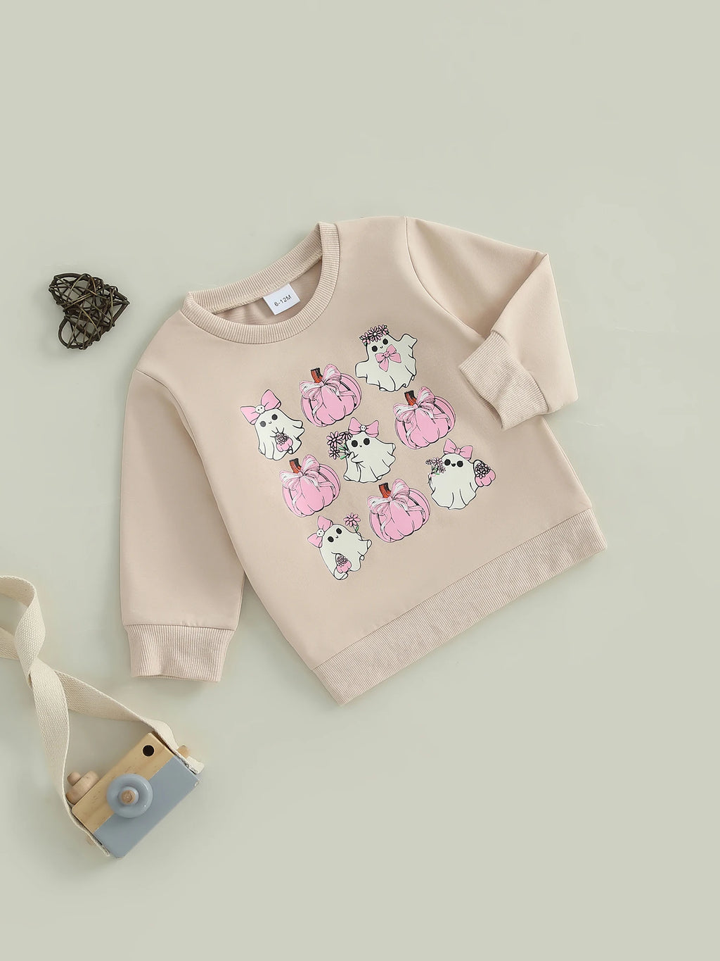 Baby Toddler Girls Boys Halloween Ghost Pumpkin Print Stylish Loose Fit Casual O-Neck Long Sleeve Pullover Top