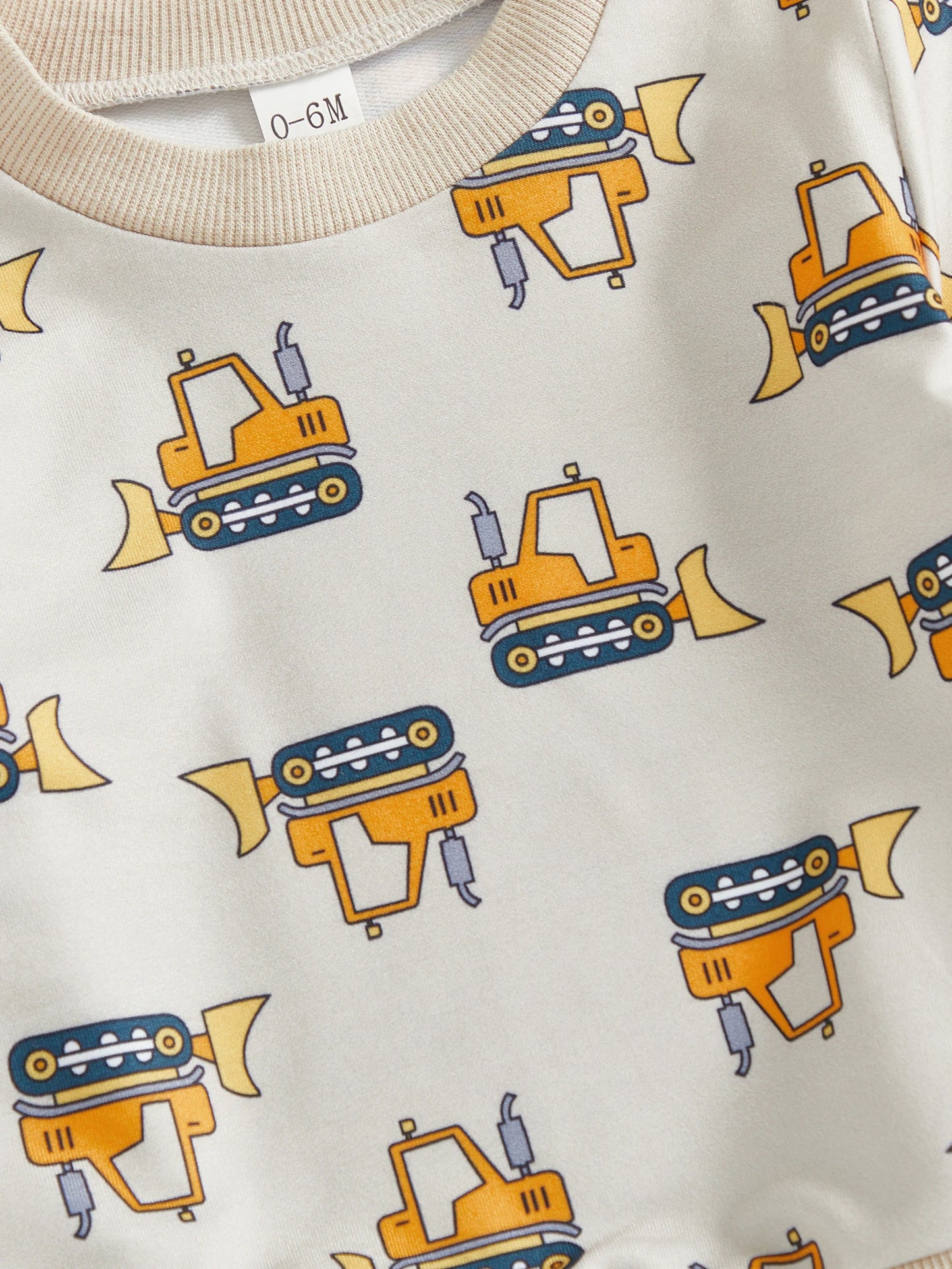 Baby Toddler Boys 2Pcs Autumn Sets Long Sleeve O Neck Excavator Print Top Drawstring Pants Jogger Set