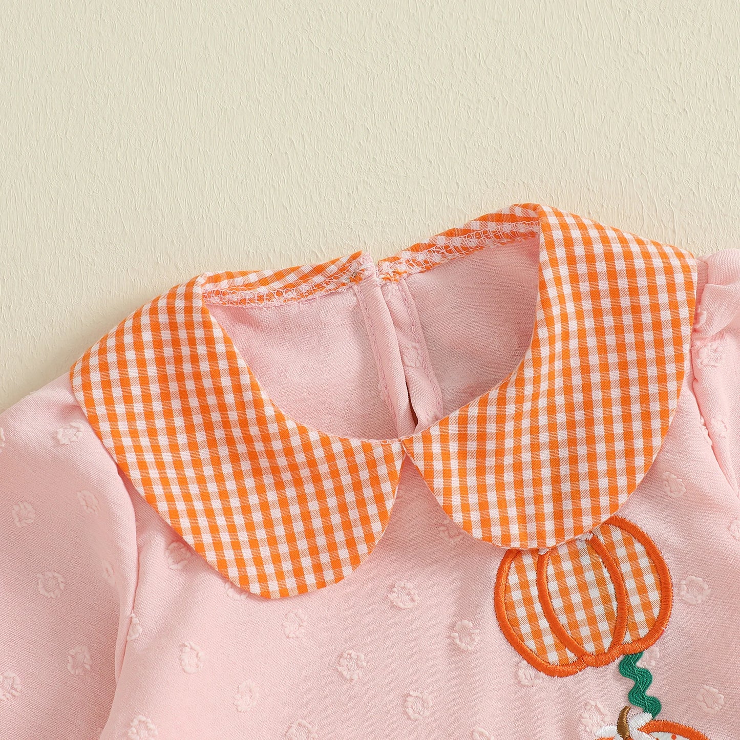 Baby Girl Thanksgiving Bodysuit Long Sleeve Doll Collar Pumpkin Embroidery Romper Fall Playsuit