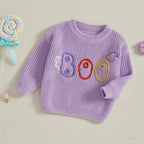 Baby Toddler Girls Boys Sweater Halloween Clothes Letter Boo Ghost Embroidery Long Sleeve Pullover Fall Top