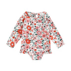 Long Sleeve Printed Ruffle Swimsuit