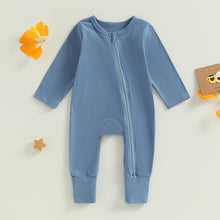 Load image into Gallery viewer, Baby Boy Girl Long Sleeve Romper Pajamas Crew Neck 2 Way Zipper Footless Jumpsuit
