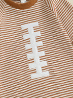 Baby Boy Fall Football Romper Casual Stripe Print Long Sleeve Game Day Jumpsuit