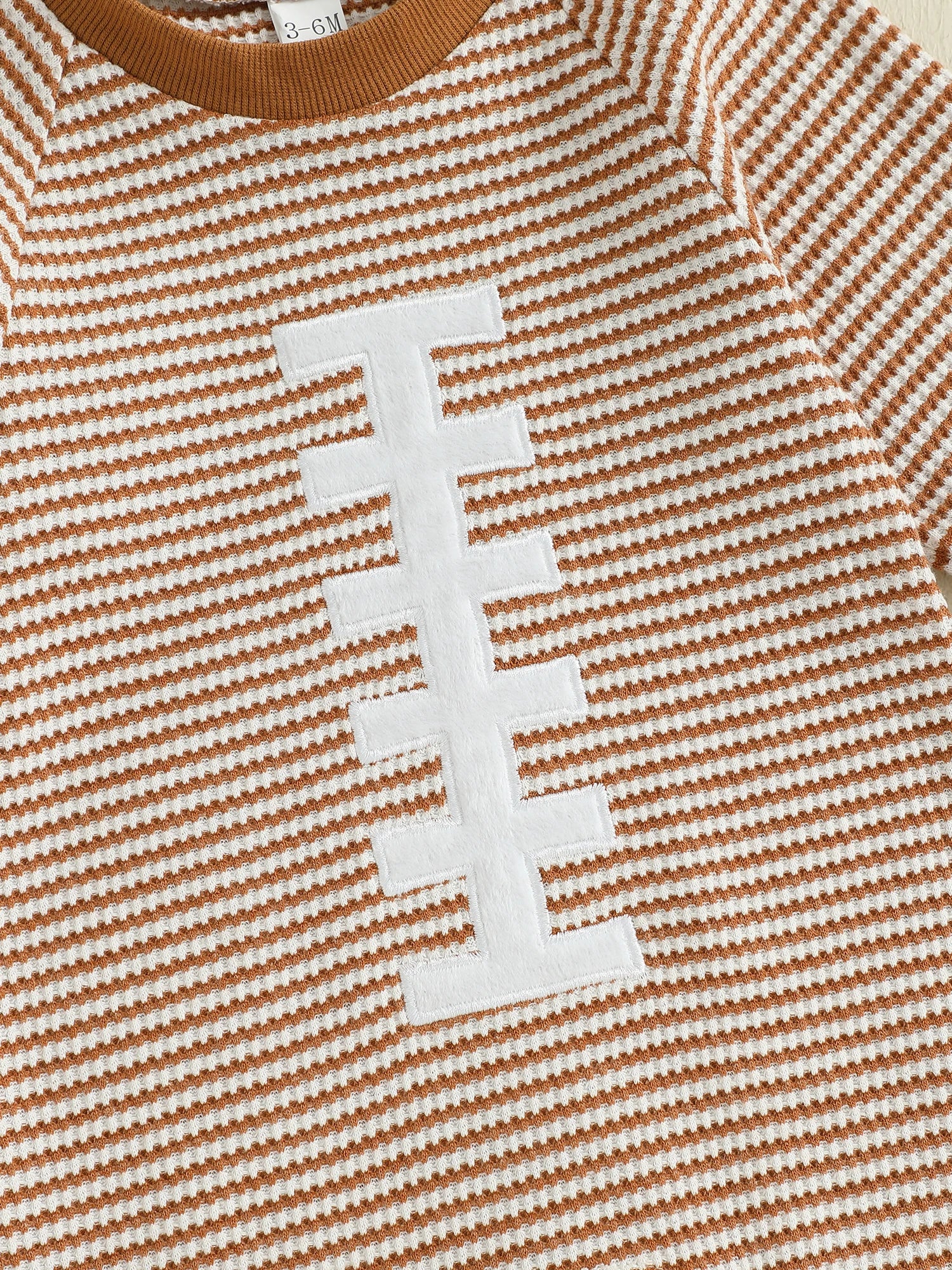 Baby Boy Fall Football Romper Casual Stripe Print Long Sleeve Game Day Jumpsuit