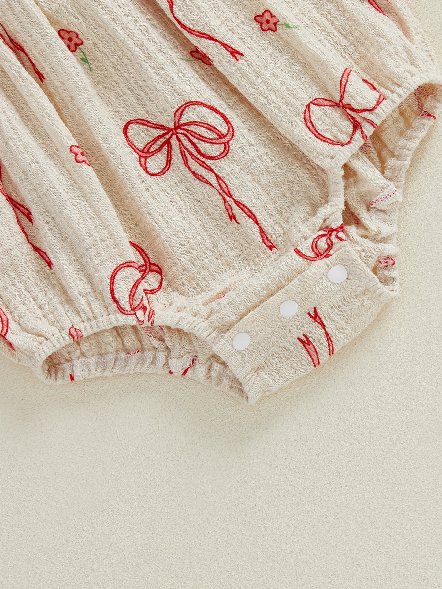 Baby Girls 2Pcs Outfit Cute Short Sleeve Round Neck Bow Flower Print Jumpsuit with Headband Set