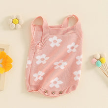 Load image into Gallery viewer, Baby Girl Summer Knit Romper Casual Floral Print Sleeveless Jumpsuit
