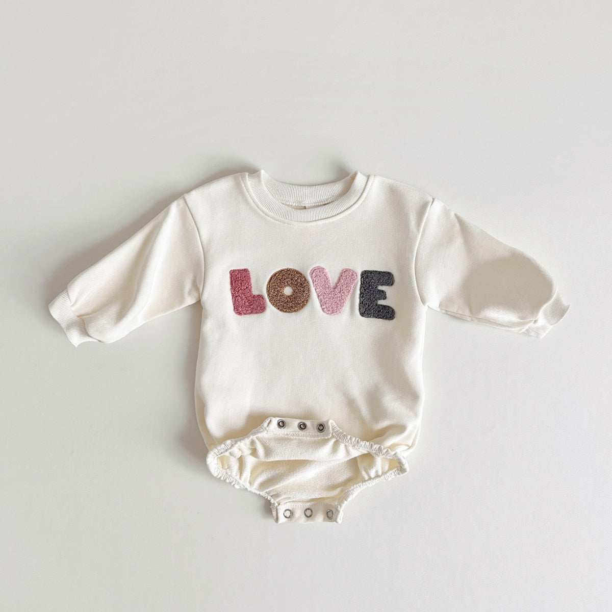 Love Embroidery Girl Bodysuit Romper
