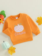 Baby Toddler Boys Girls Long Sleeve Pumpkin/Ghost/Christmas Tree Embroidery Crew Neck Top