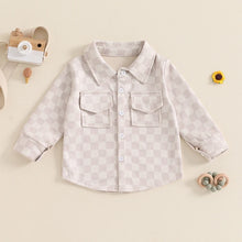 Load image into Gallery viewer, Baby Toddler Boys Girls Autumn Jacket Checkered Plaid Print Lapel Neck Long Sleeve Button Down Pockets Coat Top
