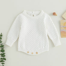 Load image into Gallery viewer, Baby Boy Girl Fall Long Sleeve Jumpsuit Solid Color Knitted Sweater Bodysuit Romper
