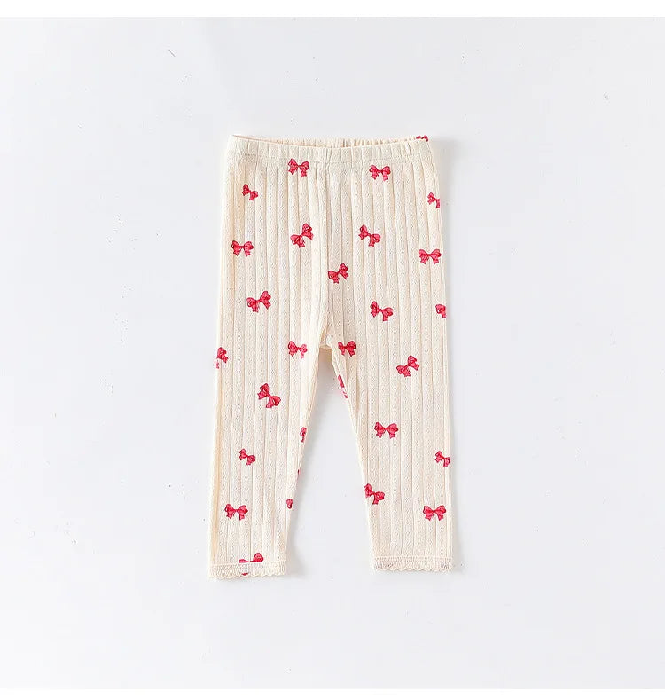 Baby Toddler Girls 2Pcs 100% Cotton Clothes Set Long Sleeve Top Pants Suit Bow/Heart Print Pajamas Set Homewear Outfit