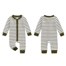 Load image into Gallery viewer, Baby Girl Boy Fall Romper Stripe Print Round Neck Long Sleeve Full Length Jumpsuit
