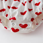 Large Bow Heart Print Romper Set