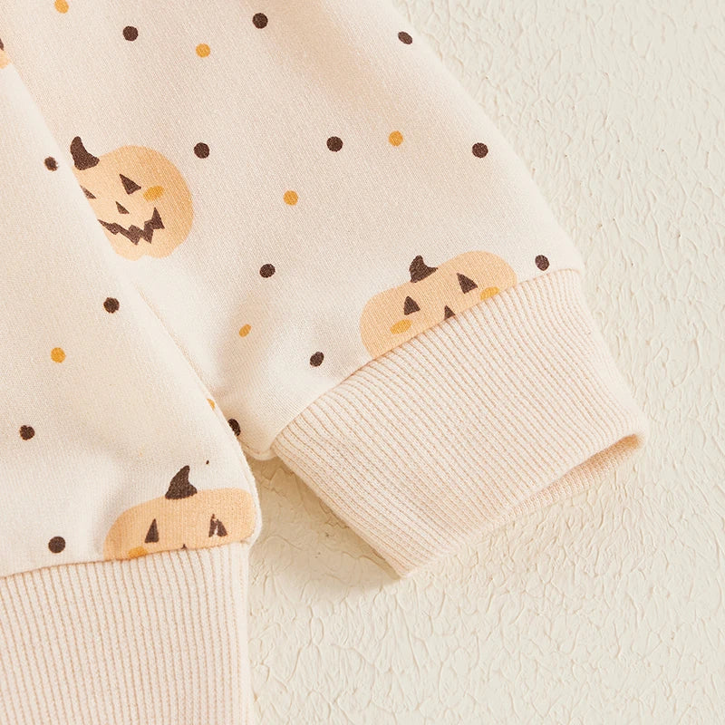 Baby Toddler Girls Boys 2Pcs Halloween Long Sleeve O Neck Pumpkin Print Top Pants Outfit Set