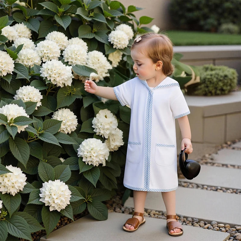 Toddler Kids Boys Girls Cover up Swimwear Striped Patchwork Short Sleeve Zipper Hoodie Beach Shirt Towel