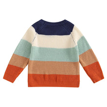 Load image into Gallery viewer, Baby Toddler Boys Girls Sweater Casual Contrast Color Stripes Warm Knitted Long Sleeve Pullover Top
