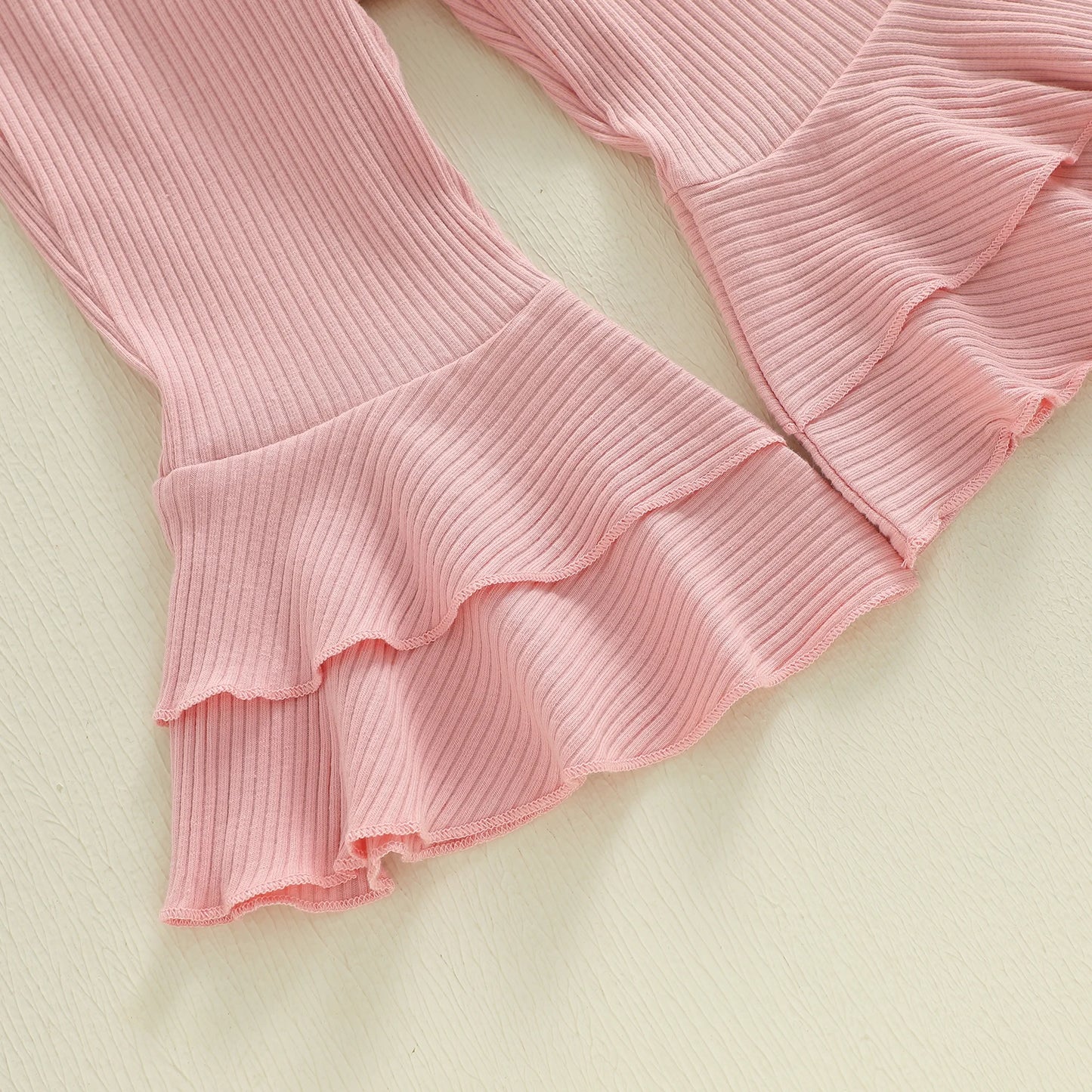 Baby Girls 3Pcs Spring Outfit Long Sleeve Striped Romper with Flare Pants and Headband Clothing Set