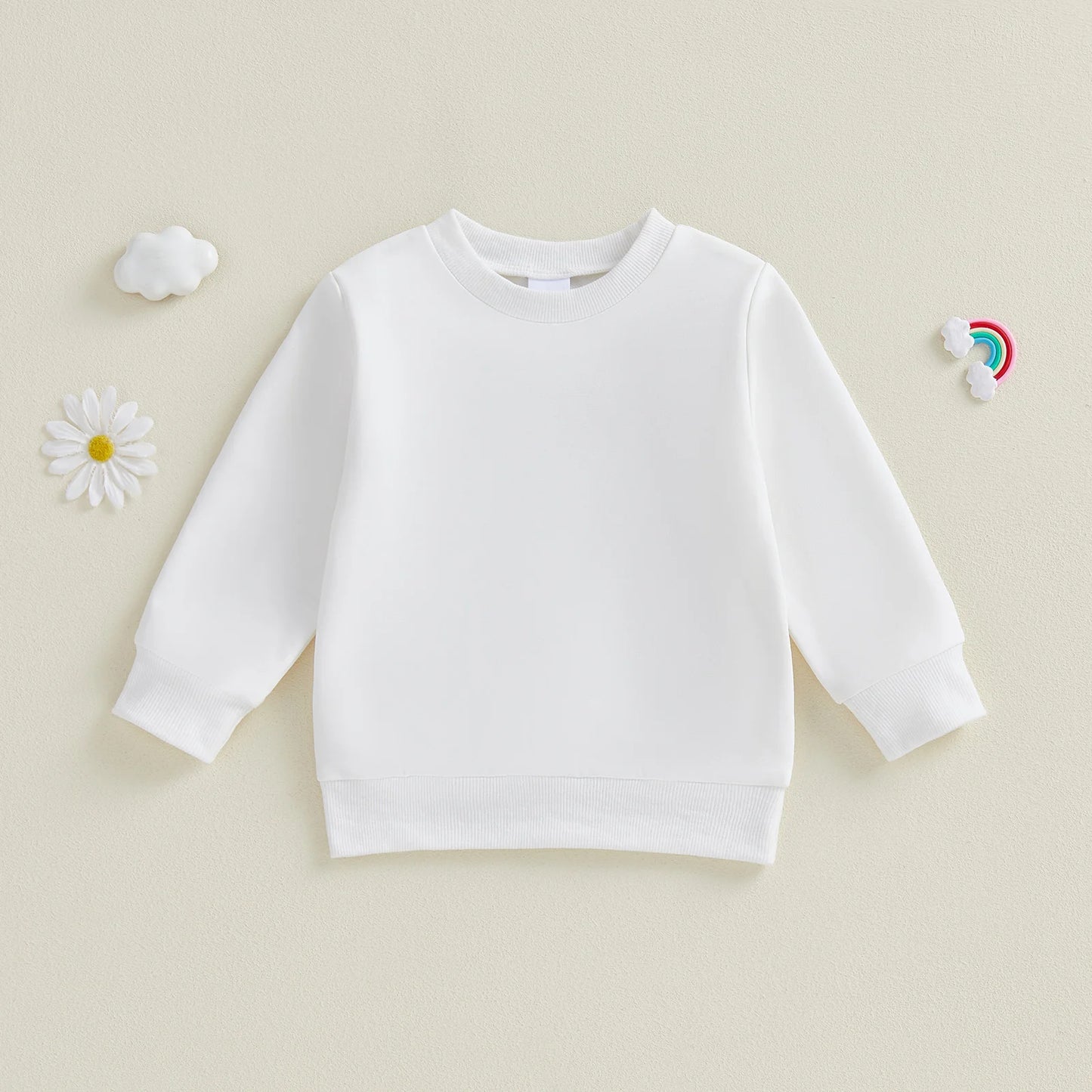 Baby Toddler Girls Boys Spring Fall Casual Loose Fit Stylish Solid Color Crew Neck Long Sleeve Pullover Top