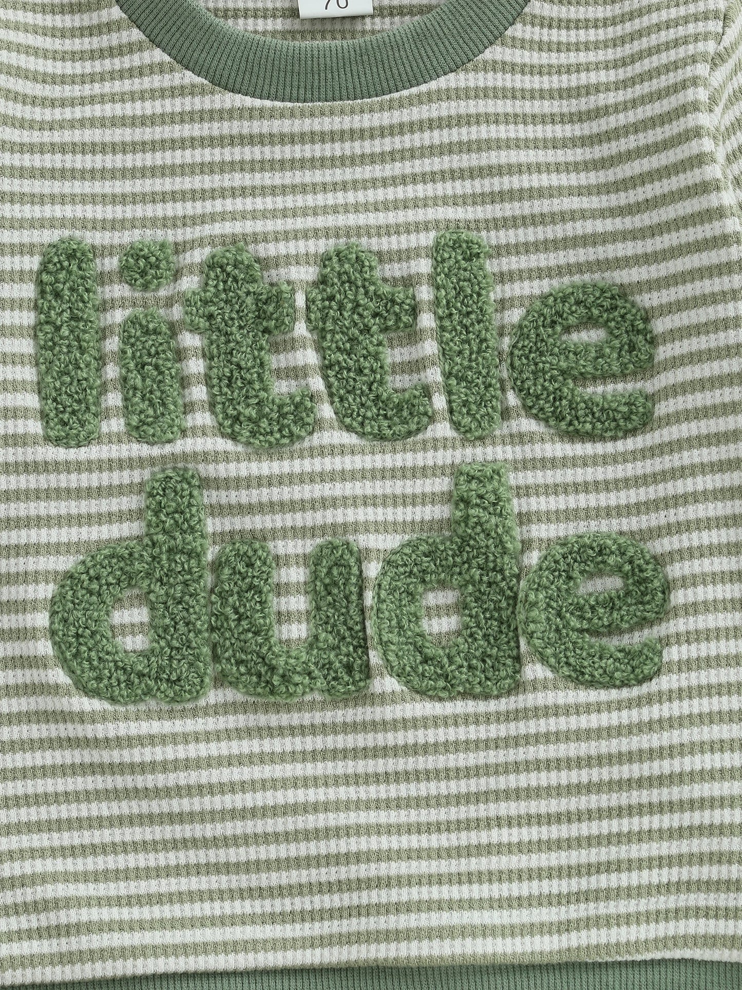 Baby Toddler Boys 2Pcs Little Dude Striped Jogger Set Long Sleeve Letters Embroidery Pullover Top with Pants Fall Outfits