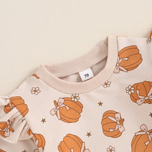 Load image into Gallery viewer, Baby Toddler Girl 2Pcs Halloween Outfit Pumpkin Print Long Sleeve Top with Elastic Waist Pants Set
