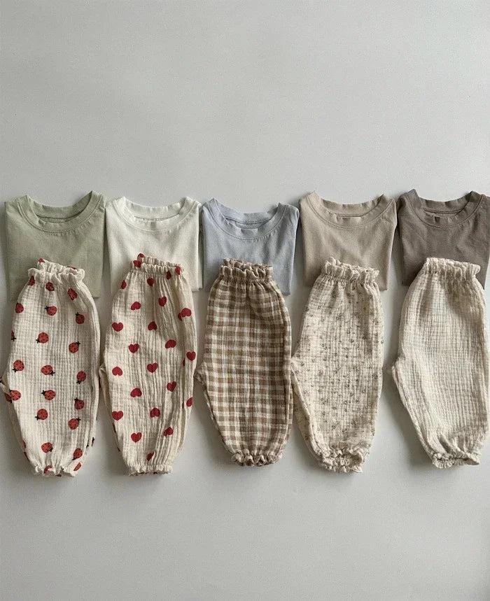 Baby Toddler Boys Girls Muslin Pants Casual Lantern Pants Long