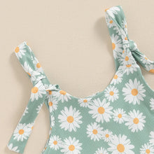 Load image into Gallery viewer, Baby Toddler Girls Romper Jumpsuit Sleeveless Tie Tank Top Daisy Flower Print Bell Bottom Overalls
