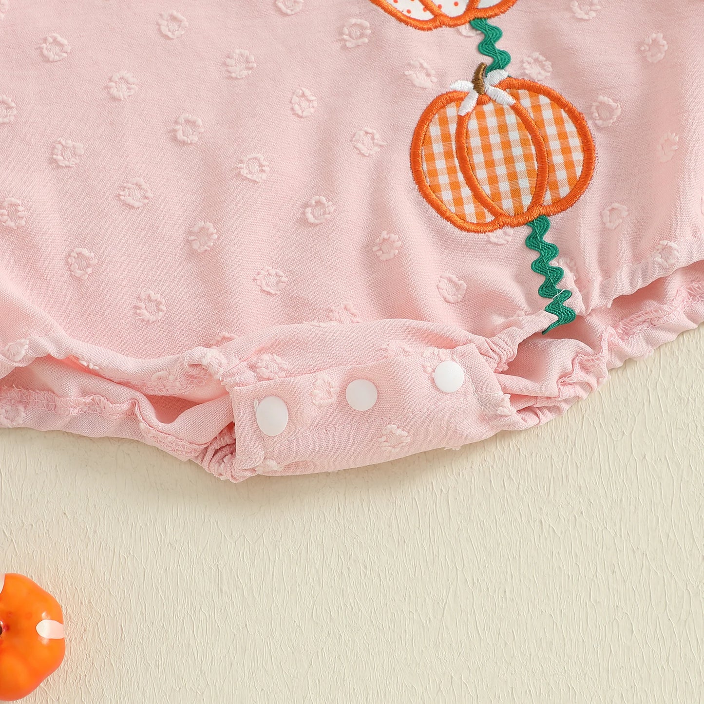 Baby Girl Thanksgiving Bodysuit Long Sleeve Doll Collar Pumpkin Embroidery Romper Fall Playsuit