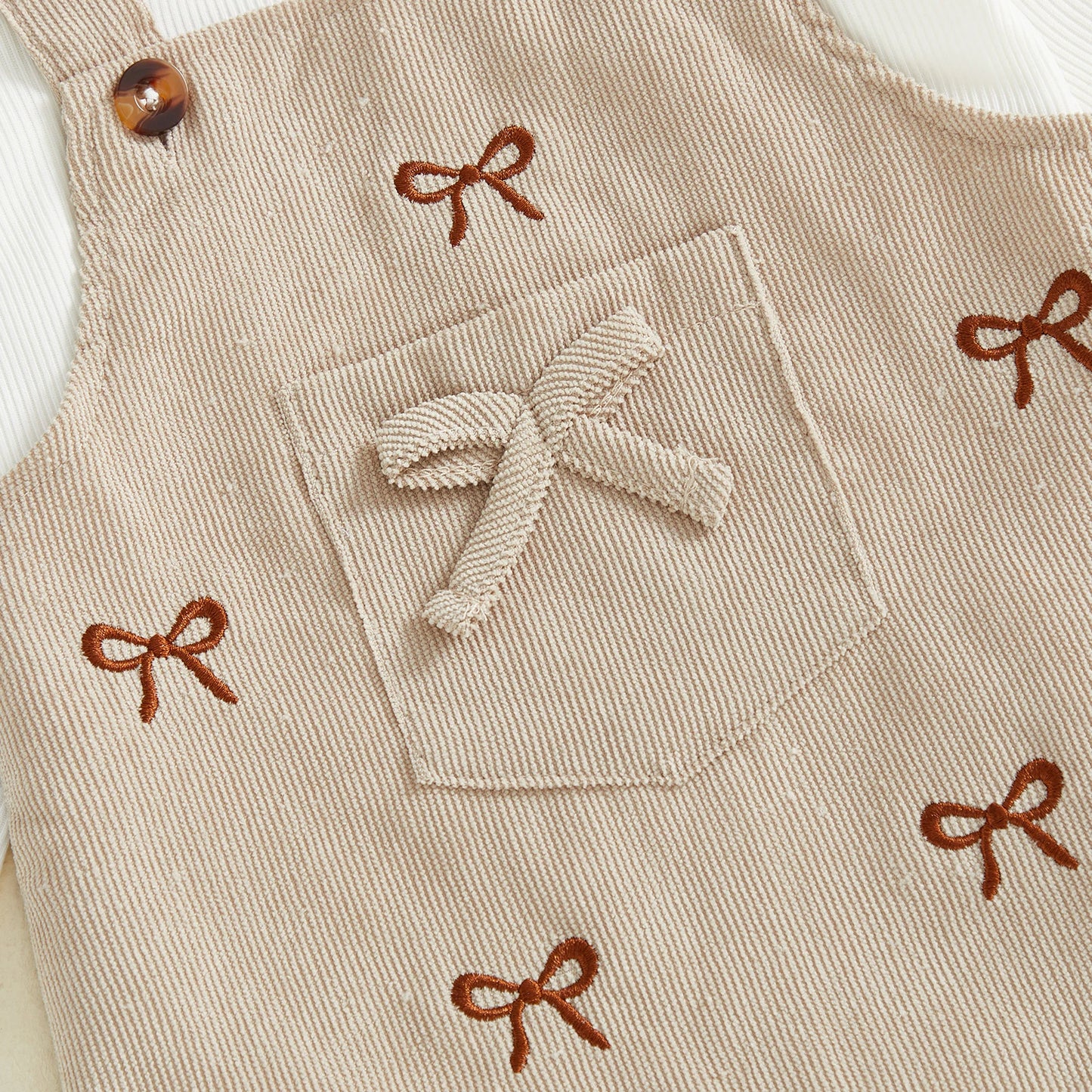 Baby Girls 3Pcs Outfit Ruffle Long Sleeve Crew Neck Romper Overall Bow Dress and Headband Set