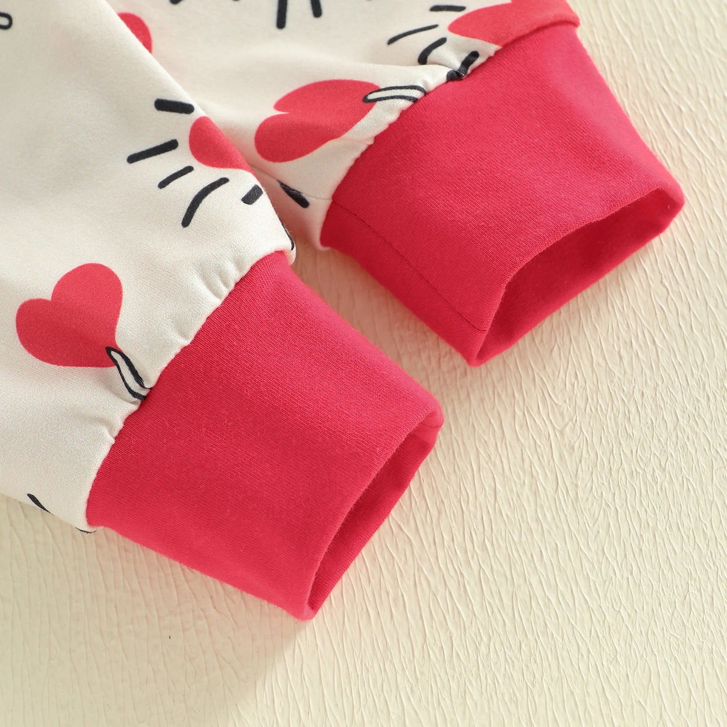 Baby Boy Girl 3Pcs My First Valentine's Day Outfit Letter Print Long Sleeve Romper Heart Candy Pattern Long Pants and Hat 3Pcs Set