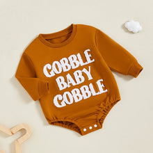 Load image into Gallery viewer, Baby Boys Girls Thanksgiving Gobble Baby / Little Turkey Bubble Romper Letter Embroidery Round Neck Long Sleeve Fall Jumpsuit
