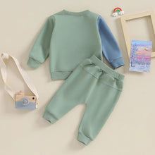 Load image into Gallery viewer, Baby Toddler Boys Girls 2Pcs Clothes Long Sleeve Contrast Color Top and Drawstring Pants Set
