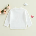Baby Toddler Girls Lil/Big Sister Sweater Letter Bow Embroidery Crew Neck Long Sleeve Pullover Knit Top