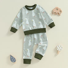 Load image into Gallery viewer, Baby Toddler Boys Girls 2Pcs Fall Outfit Duck Print Long Sleeve Top Elastic Waist Pants Set
