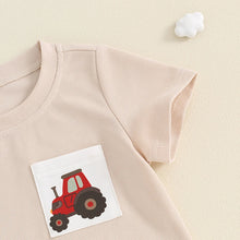 Load image into Gallery viewer, Baby Toddler Boys 2Pcs Clothes Set Tractor Print Short Sleeve Top with Elastic Waist Shorts Set Summer Outfit
