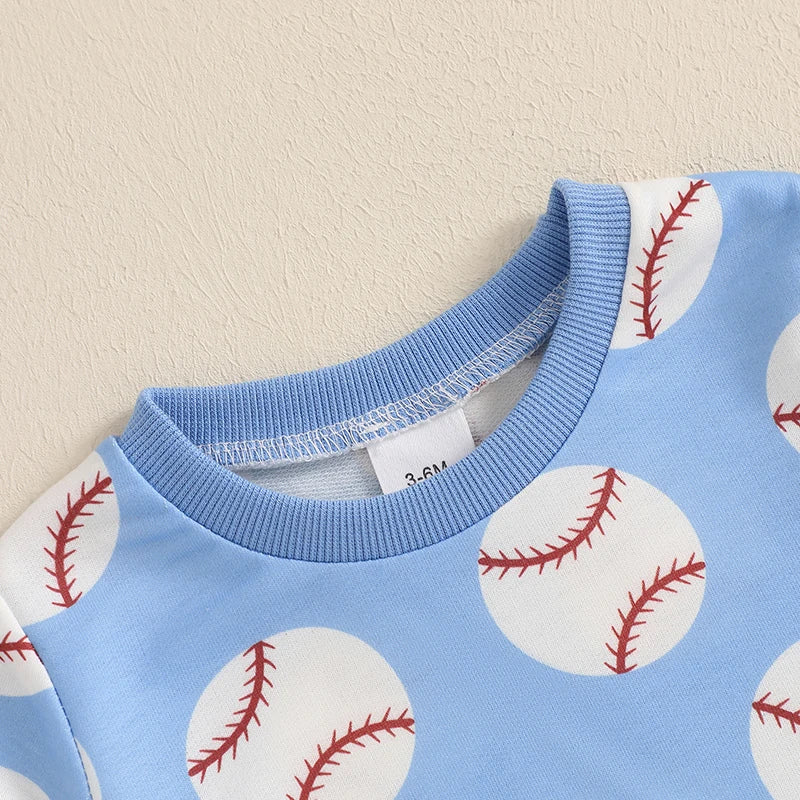 Baby Toddler Boys 2Pcs Set Baseball Print Short Sleeve T-shirt Top Elastic Waist Shorts Summer Outfit