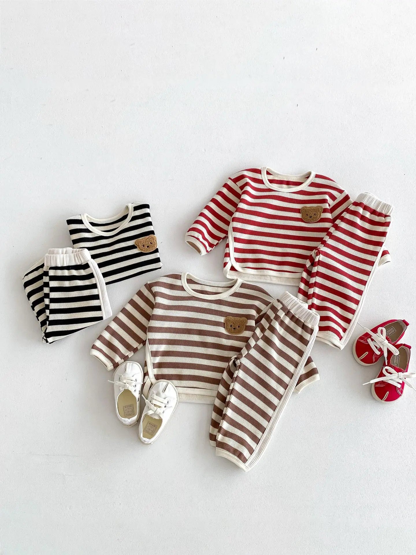 1-4T Newborn Kid Toddler Baby Boy Girl 2pcs Clothes Set Striped Cotton Sweatshirt Swet Long Sleeve Top Pant Suit Autumn Outfit