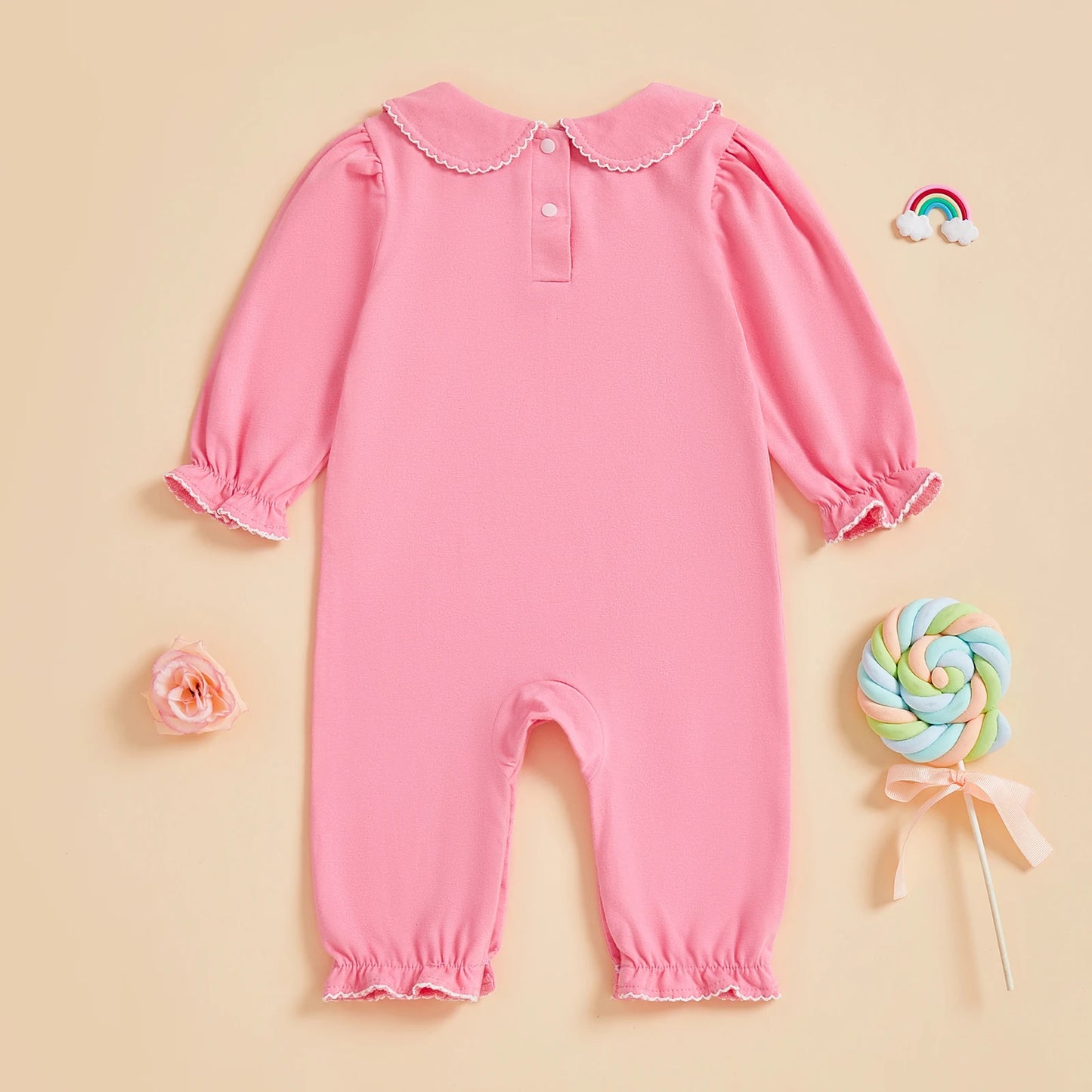 Baby Girls Jumpsuit Long Sleeve Doll Collar Frills Fall Casual Romper Clothes for Daily