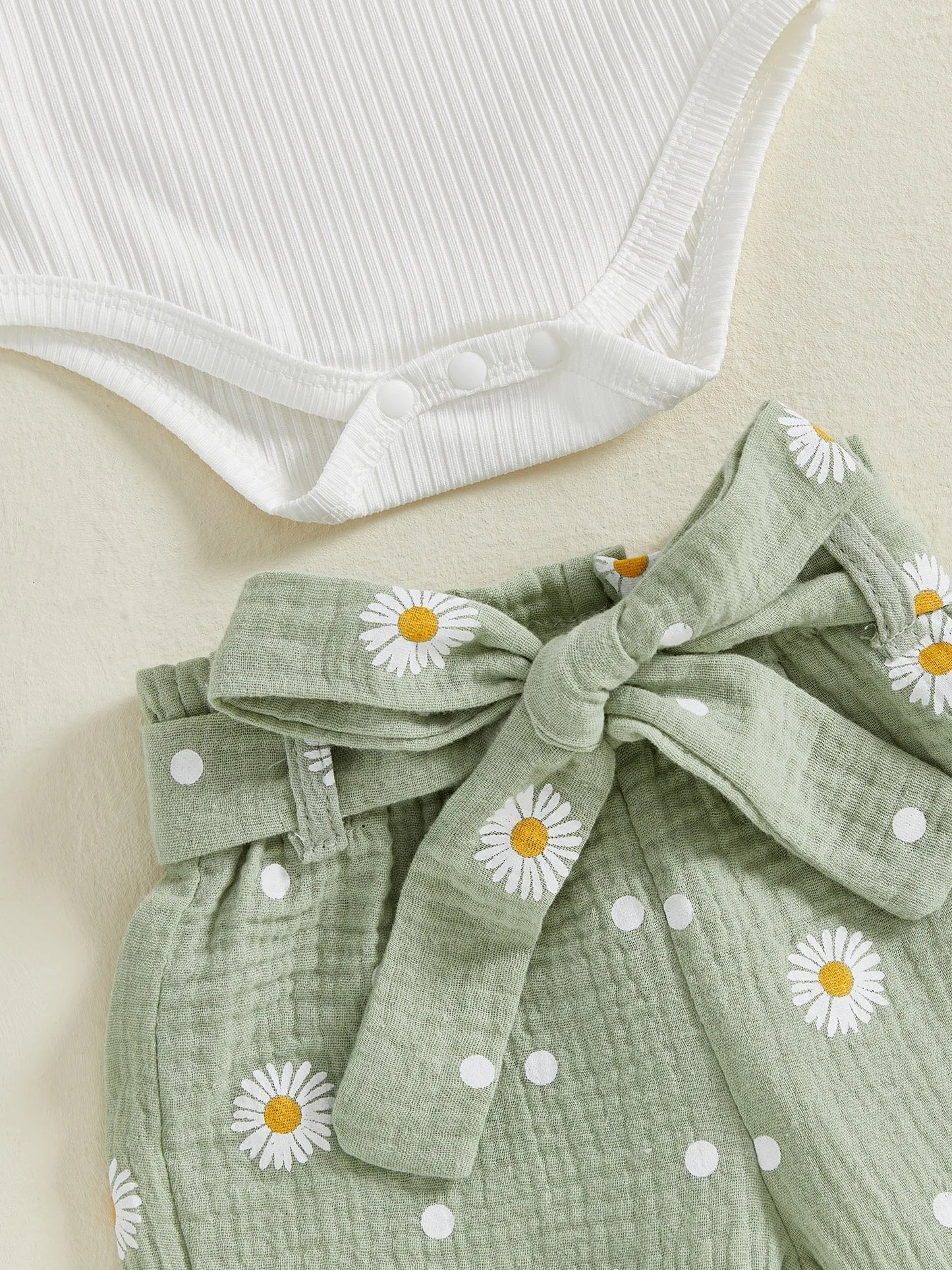 Baby Toddler Girls 3Pcs Daddy's Girl Fall Outfit Letter Embroidery Long Sleeve Romper Daisy Print Pants with Belt and Headband Set