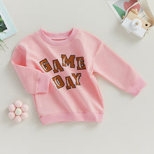 Load image into Gallery viewer, Kids Girls Boys Game Day Football Season Print Long Sleeve Crew Neck Toddler Pullovers Fall Tops
