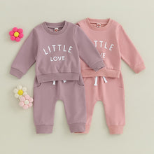 Load image into Gallery viewer, Baby Toddler Girls Boys 2Pcs Casual Fall Outfit Little Love Print Long Sleeve Crew Neck Top Pants
