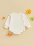 Baby Girls Boys Bubble Romper Halloween Clothes Pumpkin Print Long Sleeve Fall Bodysuit Jumpsuit