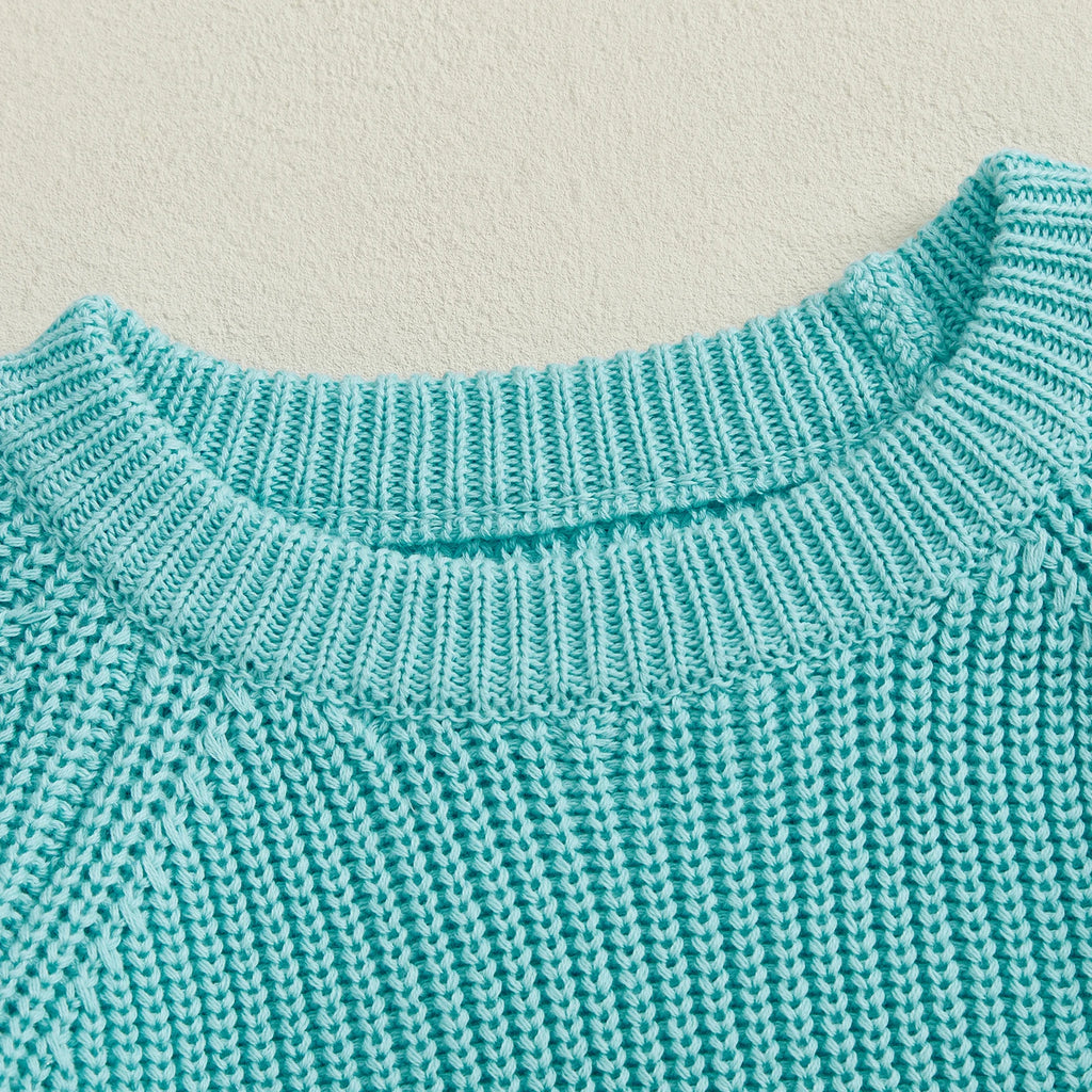Baby Toddler Girl Sweater Contrast Color Stripes Crewneck Long Sleeve Pullover Chunky Knit Top
