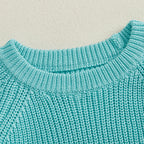 Baby Toddler Girl Sweater Contrast Color Stripes Crewneck Long Sleeve Pullover Chunky Knit Top