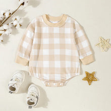 Load image into Gallery viewer, Baby Girls Boys Sweatshirts Rompers Plaid Checker Long Sleeve Toddler Fall Bodysuits Jumpsuits
