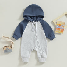 Load image into Gallery viewer, Baby Toddler Boy Girl Long Sleeve Zipper Color Block Romper Jumpsuit Fall Winter Clothes

