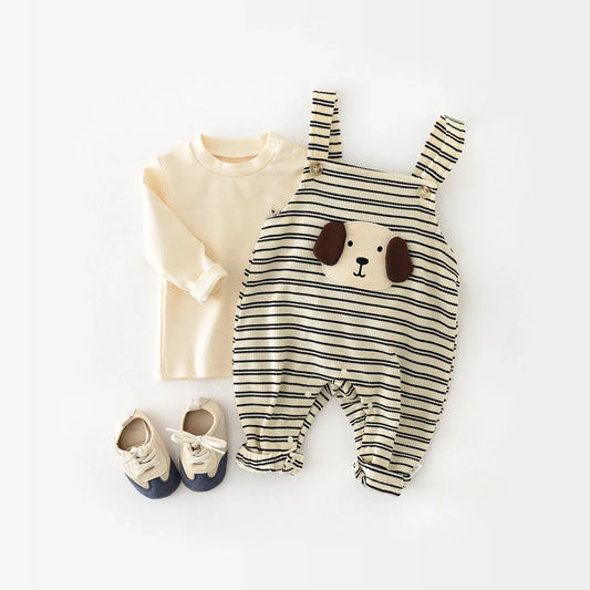 Doggy Striped Baby Jumpsuit Romper
