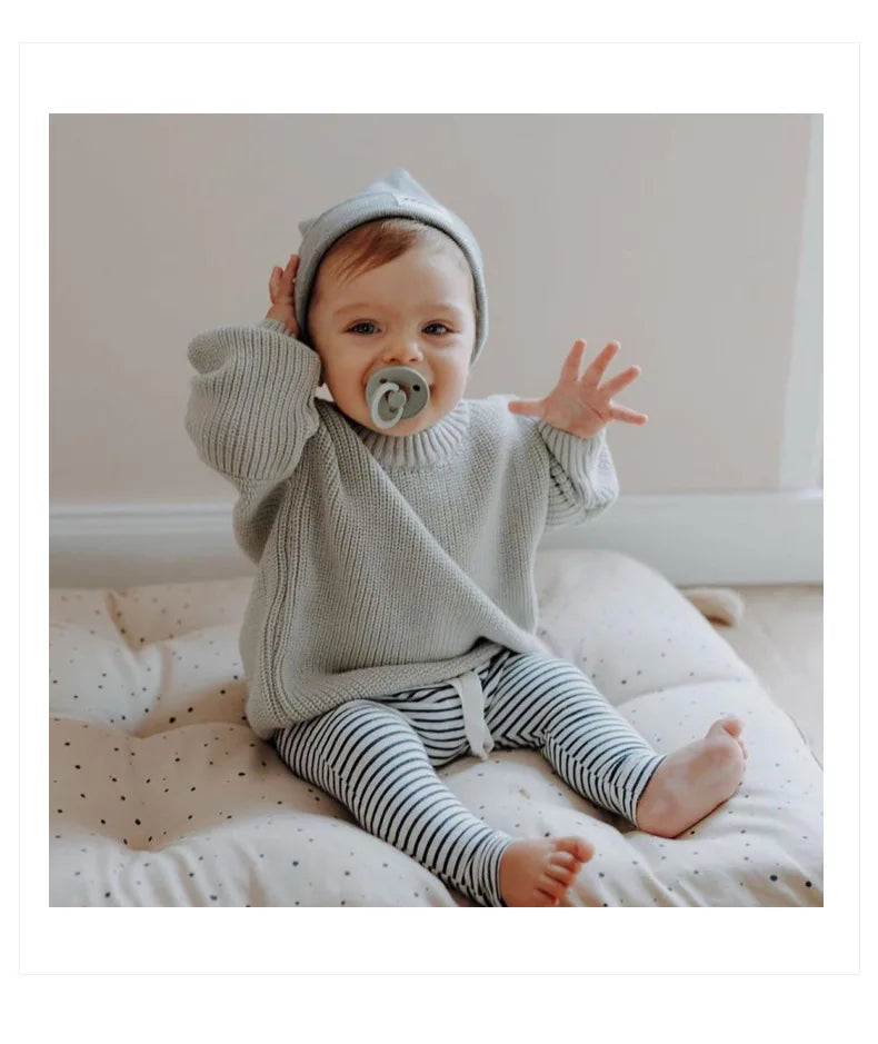 Newborn Baby Sweater Kid Boy Girl Winter Clothes Warm Thick Knit Pullover Top Infant Long Sleeve Basic Knitwear Outfit