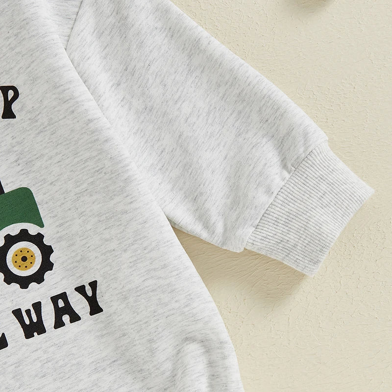 Baby Boy Farm Help On The Way Romper Casual Farm Tractor Print Long Sleeve Jumpsuit