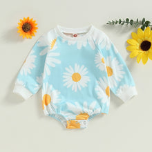 Load image into Gallery viewer, Baby Girl Bodysuit Cute Daisy Print Crew Neck Long Sleeve Romper Outfit
