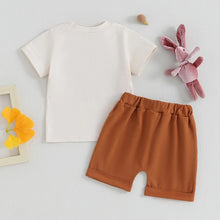 Load image into Gallery viewer, Baby Toddler Girls Boys 2Pcs Easter Clothes Set Hoppy Little Babe / Honey Bunny Letter Print Short Sleeve Top Solid Shorts Outfit
